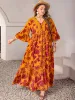 Plus Size Lace Detail Printed V-Neck Maxi Dress sold by Charming Charlie