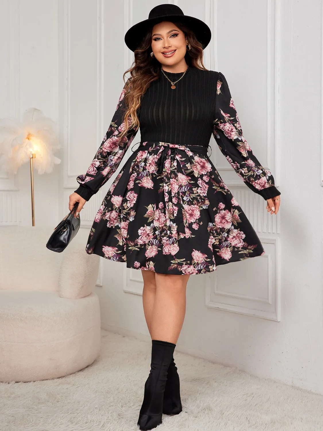 Plus Size Tied Printed Long Sleeve Dress sold by Charming Charlie product image thumbnail 5
