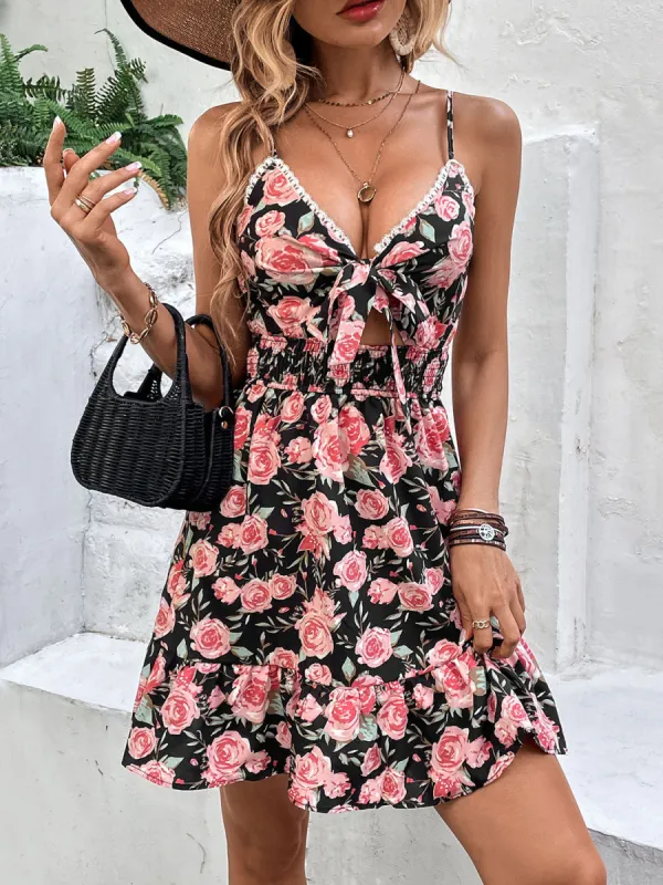 Tied Rose Print Spaghetti Strap Dress sold by Charming Charlie