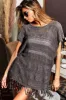 BiBi Fringed Hem Short Sleeve Knit Top sold by Charming Charlie