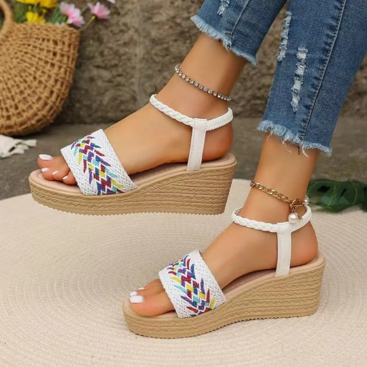 Open Toe Wedge Woven Sandals sold by Charming Charlie product image thumbnail 5