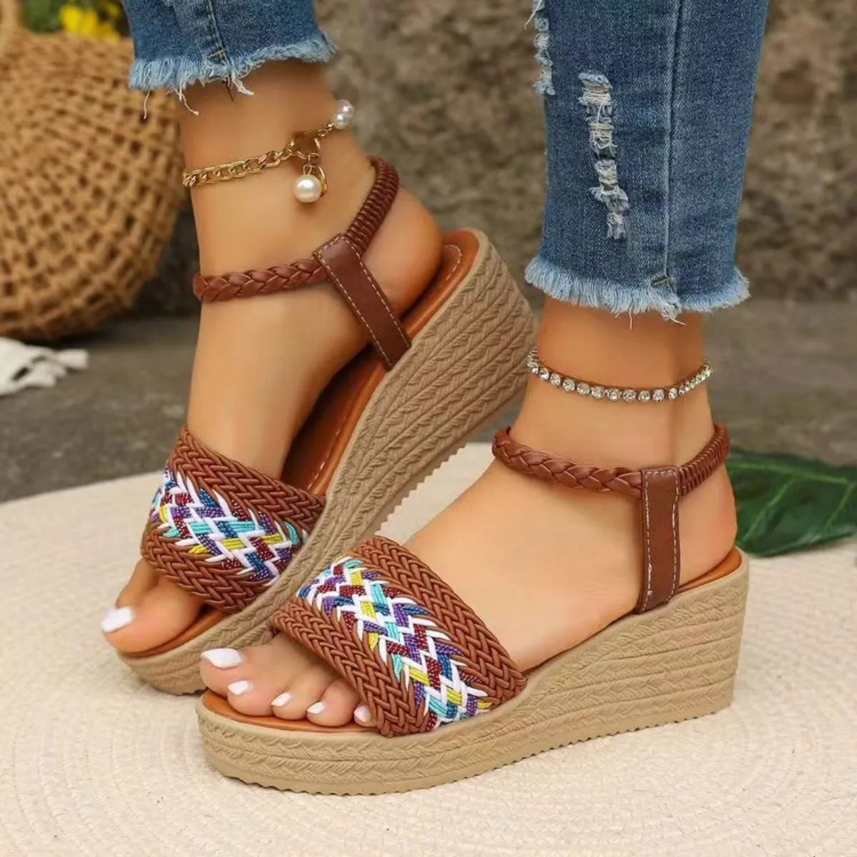 Open Toe Wedge Woven Sandals sold by Charming Charlie product image thumbnail 3