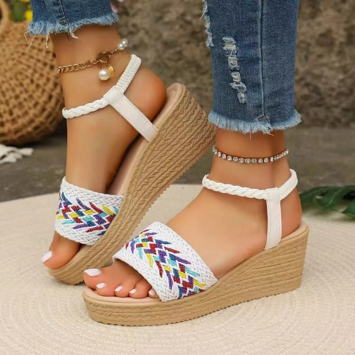 Open Toe Wedge Woven Sandals sold by Charming Charlie product image thumbnail 4