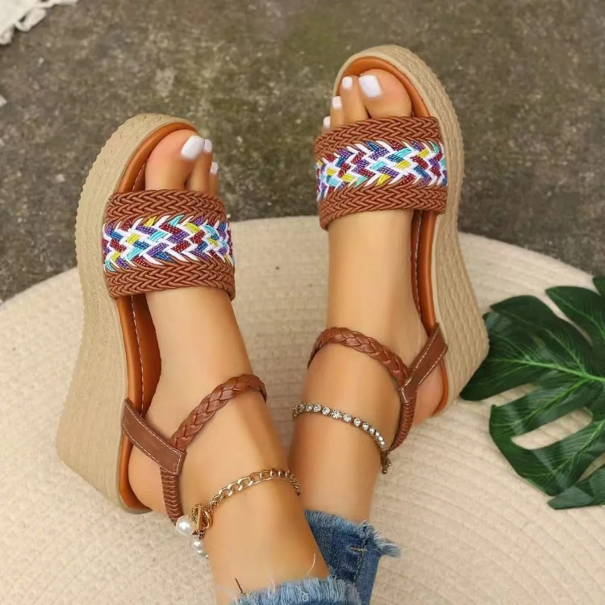 Open Toe Wedge Woven Sandals sold by Charming Charlie