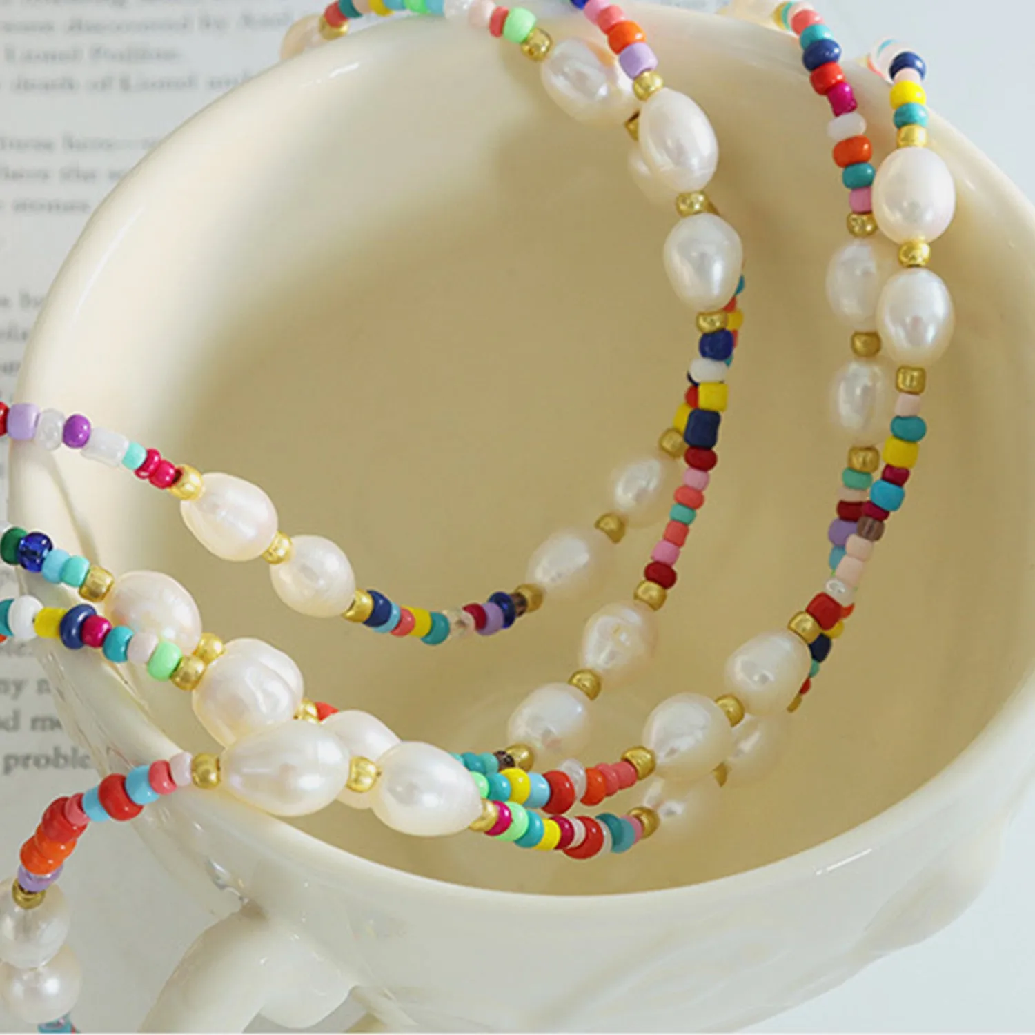 Freshwater Pearl Titanium Steel Bead Necklace sold by Charming Charlie product image thumbnail 3