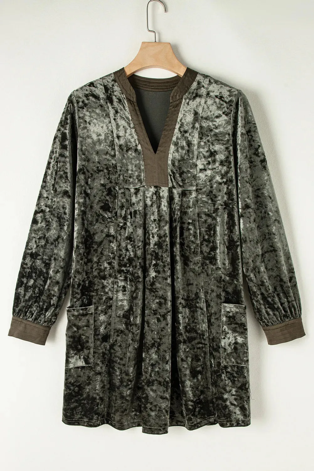 Velvet Notched Long Sleeve Mini Dress sold by Charming Charlie product image thumbnail 3