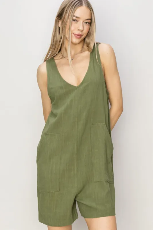 HYFVE V-Neck Sleeveless Romper with Pockets sold by Charming Charlie