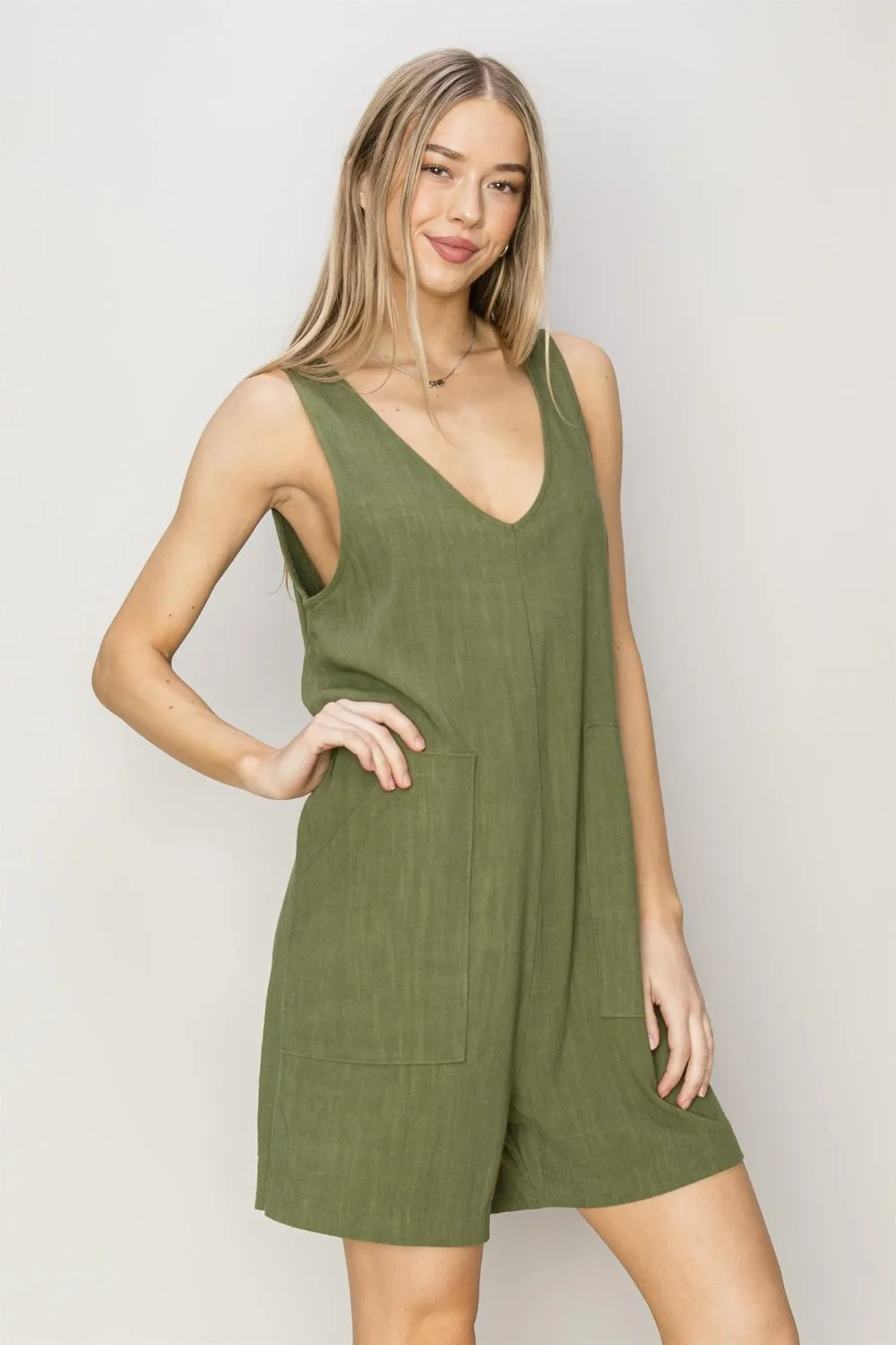 HYFVE V-Neck Sleeveless Romper with Pockets sold by Charming Charlie product image thumbnail 3