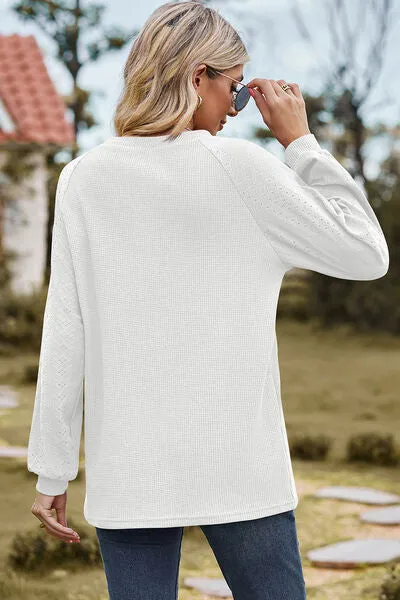 Eyelet Round Neck Long Sleeve T-Shirt sold by Charming Charlie product image thumbnail 2