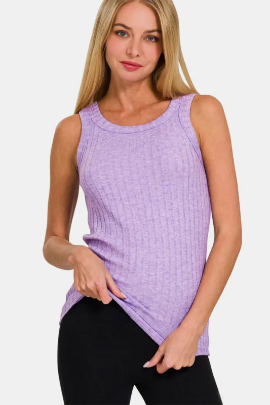 Zenana Ribbed Round Neck Tank sold by Charming Charlie
