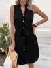 Tied Buttoned Up Notched Sleeveless Dress sold by Charming Charlie