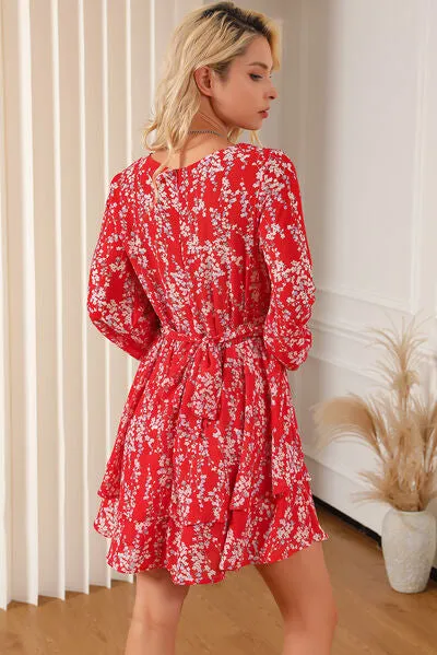 Printed Surplice Balloon Sleeve Layered Dress sold by Charming Charlie product image thumbnail 5