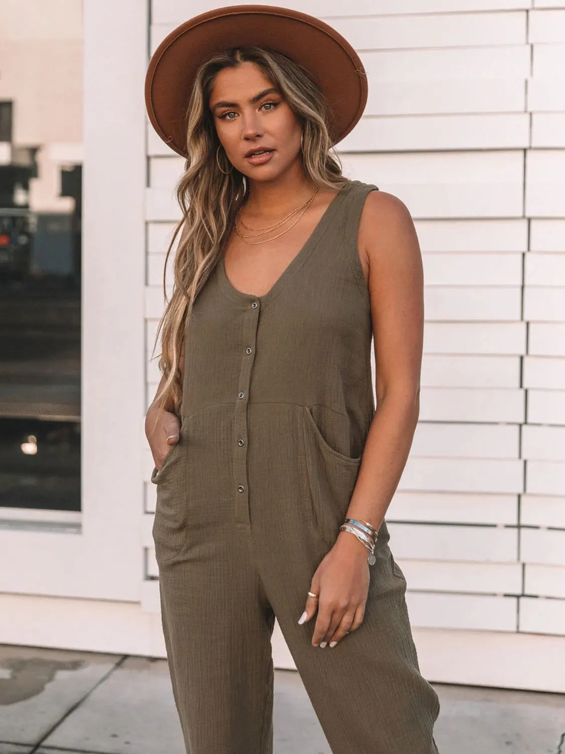 Full Size Scoop Neck Wide Strap Jumpsuit sold by Charming Charlie product image thumbnail 3