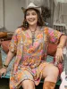 Plus Size Ruched Printed Half Sleeve Mini Dress sold by Charming Charlie