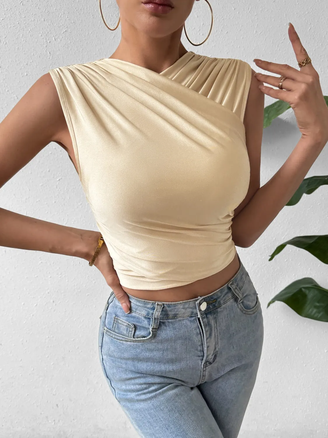 Ruched Surplice Cropped Tank sold by Charming Charlie product image thumbnail 3