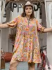 Plus Size Ruched Printed Half Sleeve Mini Dress sold by Charming Charlie