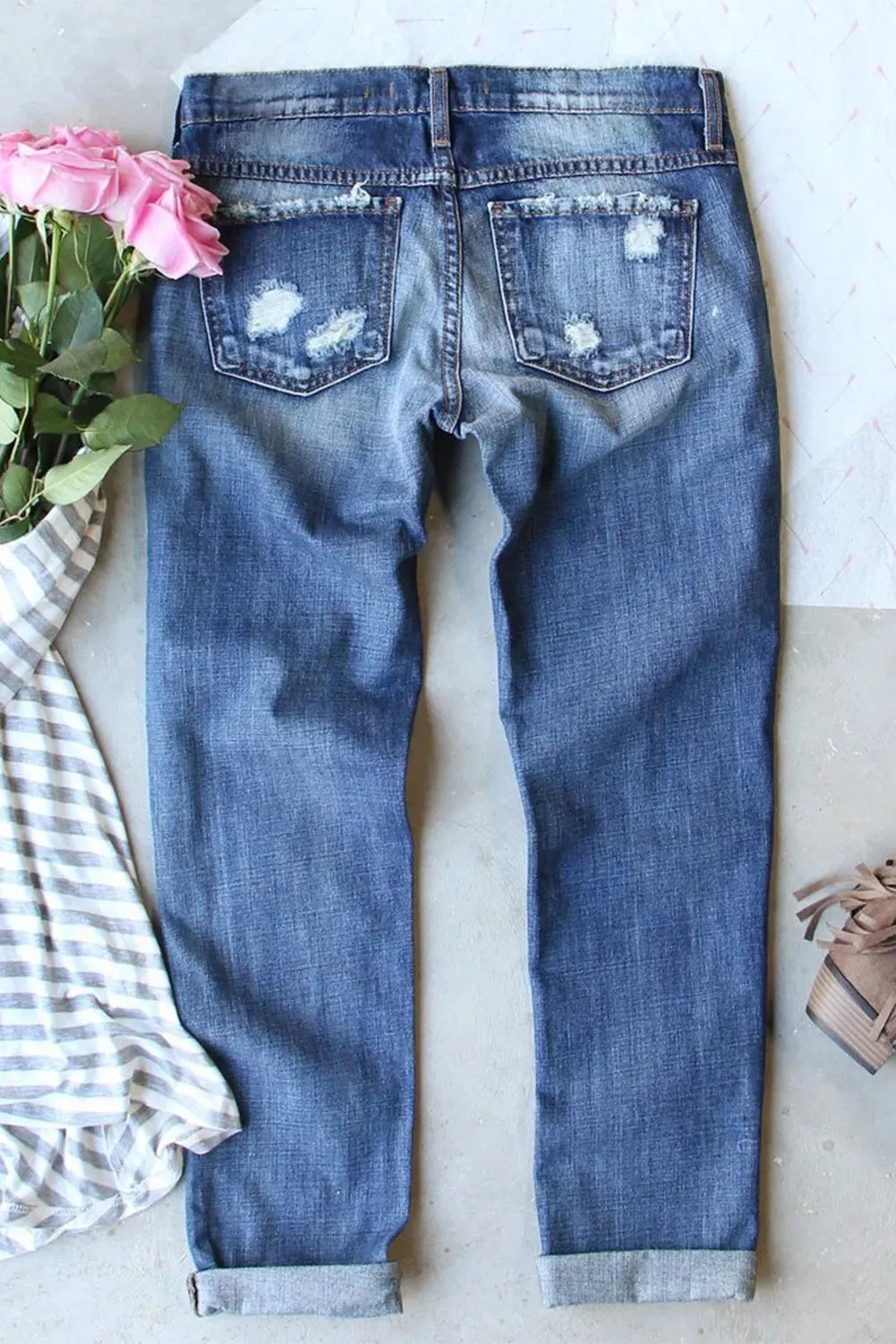 Distressed Football Straight Jeans sold by Charming Charlie product image thumbnail 2