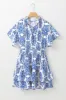 Printed Tie Neck Short Sleeve Mini Dress sold by Charming Charlie