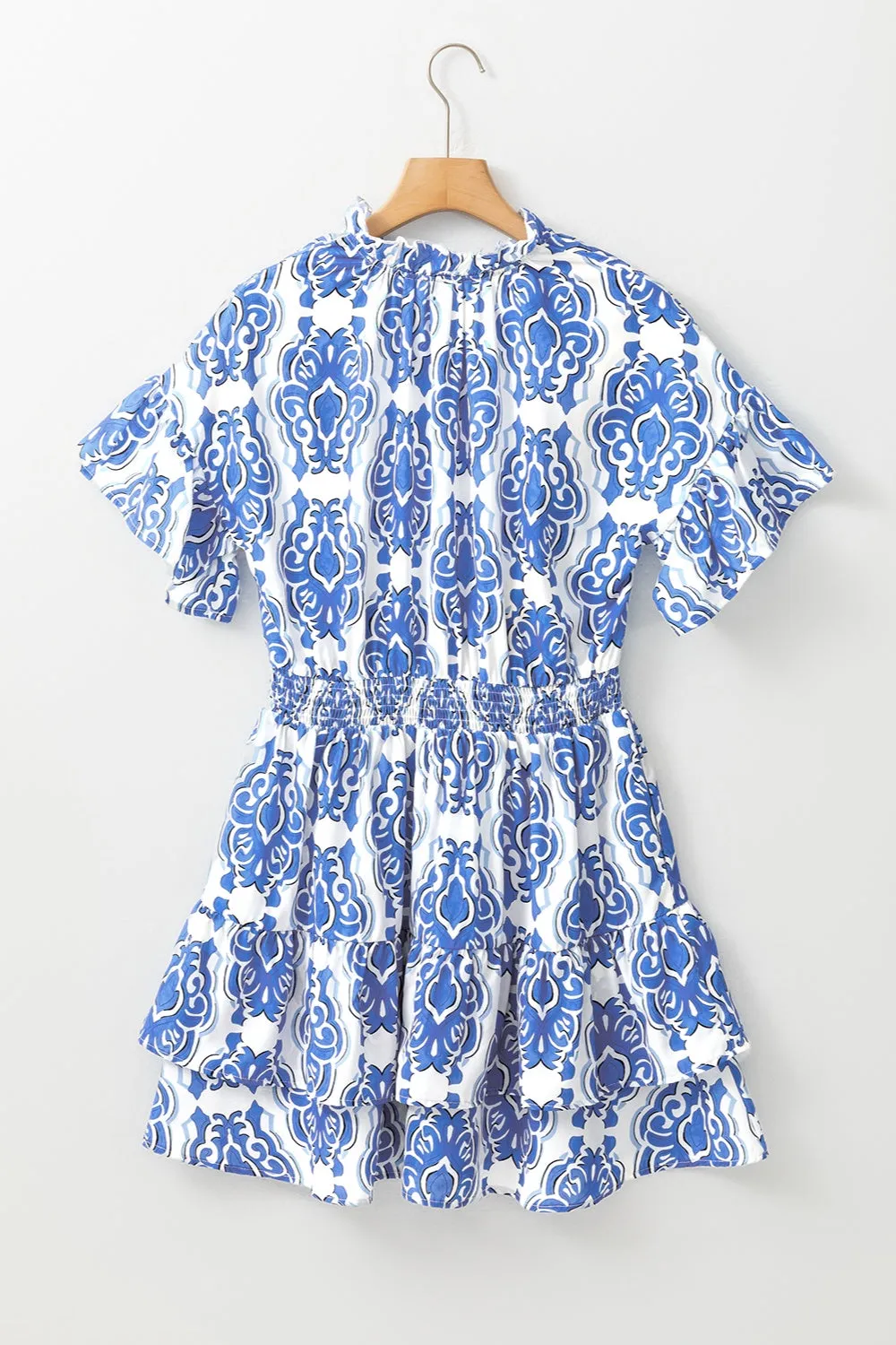 Printed Tie Neck Short Sleeve Mini Dress sold by Charming Charlie product image thumbnail 5