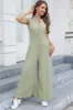 Half Button Wide Leg Jumpsuit with Pockets sold by Charming Charlie