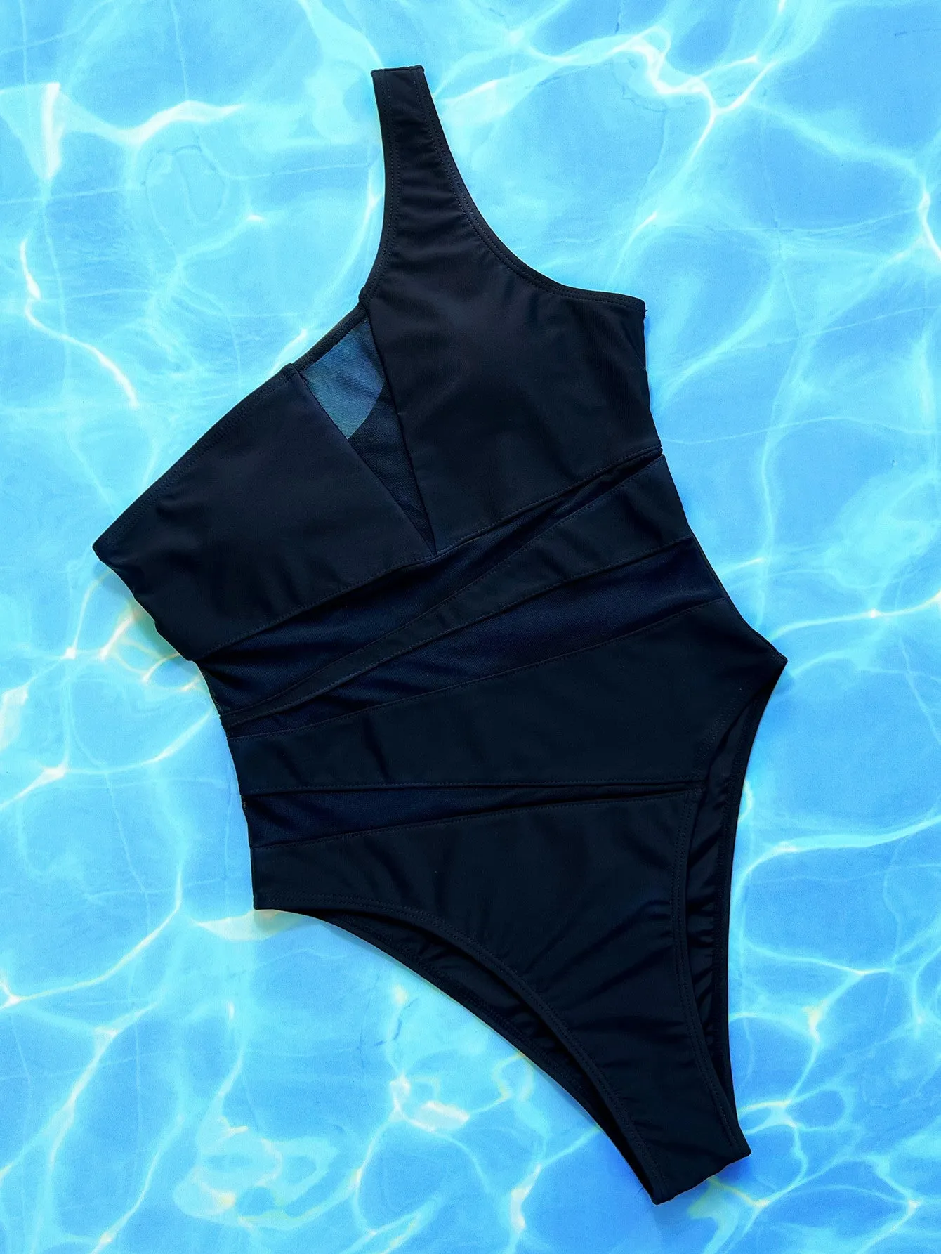 One-Shoulder Sleeveless One-Piece Swimsuit sold by Charming Charlie product image thumbnail 5