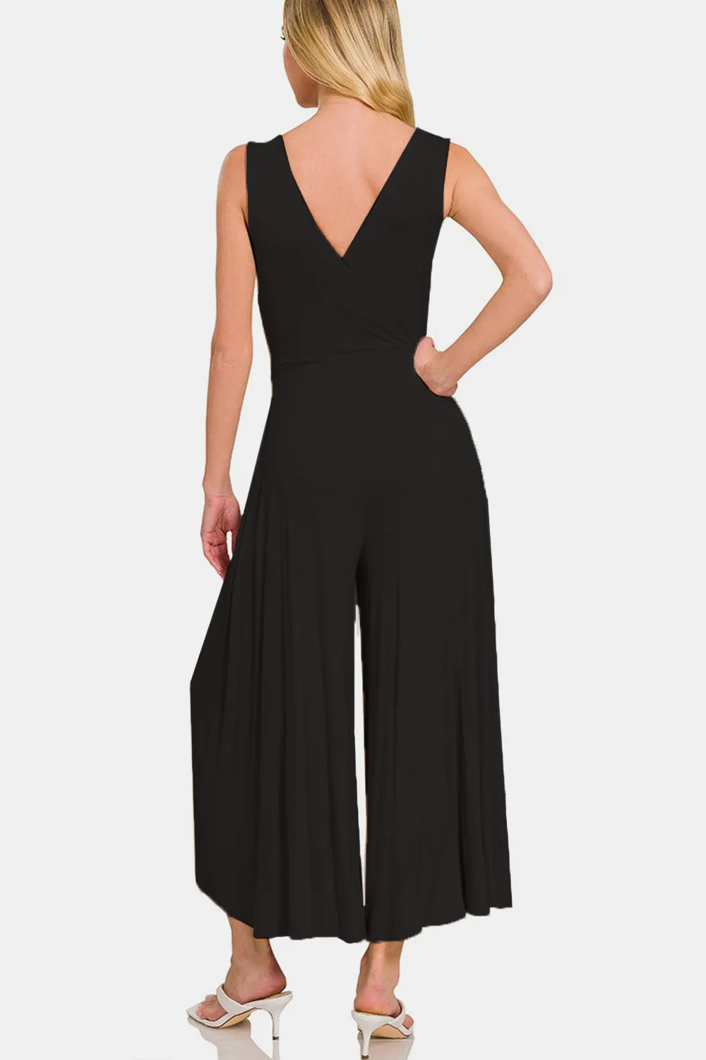 Zenana Surplice Neckline Sleeveless Jumpsuit sold by Charming Charlie product image thumbnail 2