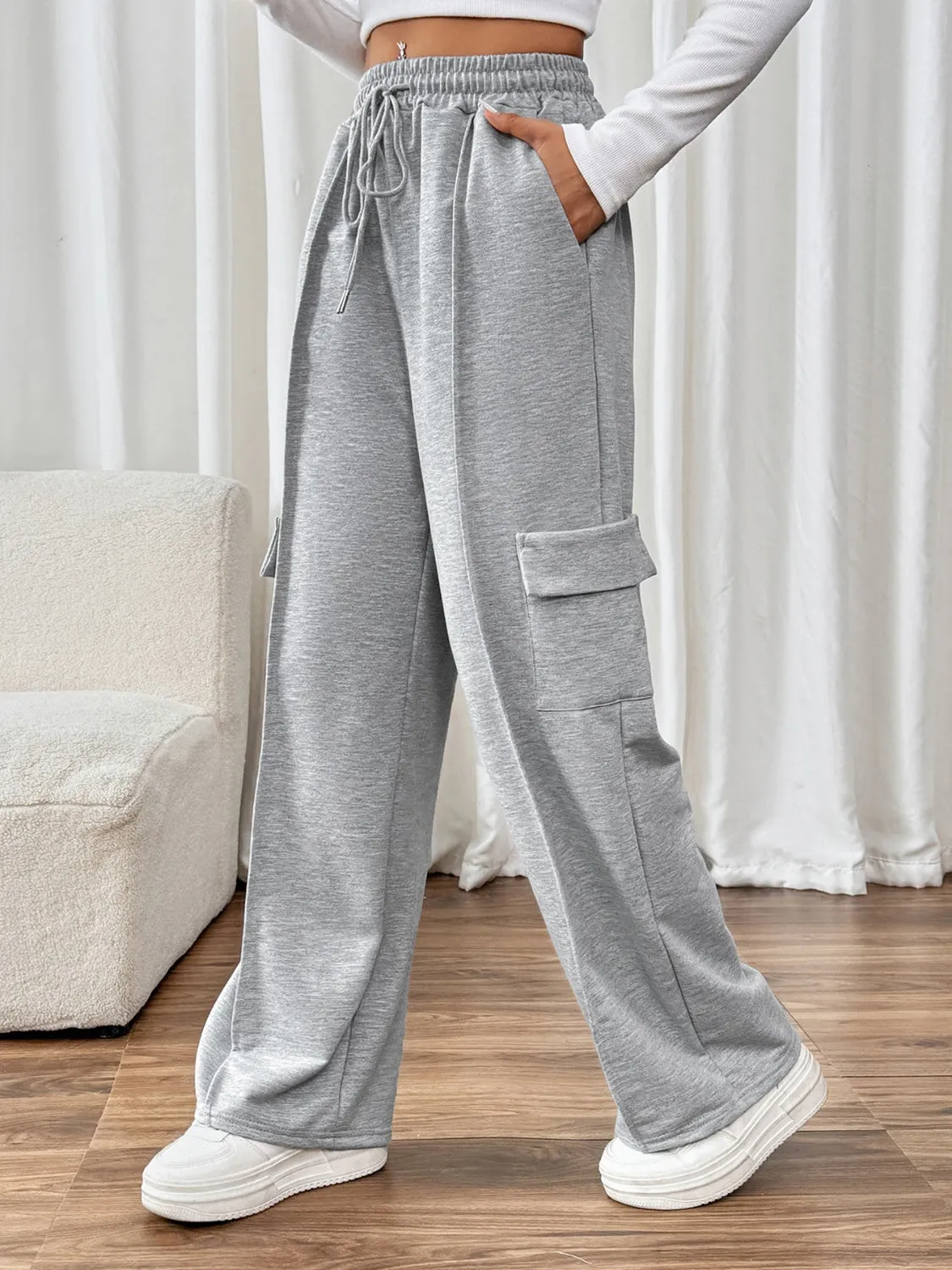Drawstring Wide Leg Pants with Pockets sold by Charming Charlie product image thumbnail 3