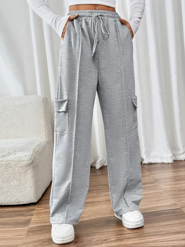 Drawstring Wide Leg Pants with Pockets sold by Charming Charlie