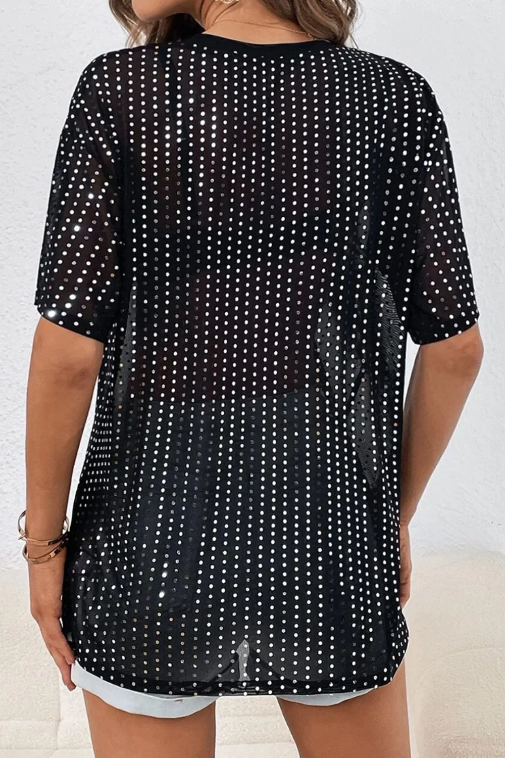 Polka Dot Round Neck Half Sleeve T-Shirt sold by Charming Charlie product image thumbnail 4
