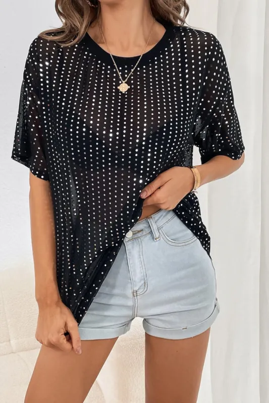 Polka Dot Round Neck Half Sleeve T-Shirt sold by Charming Charlie