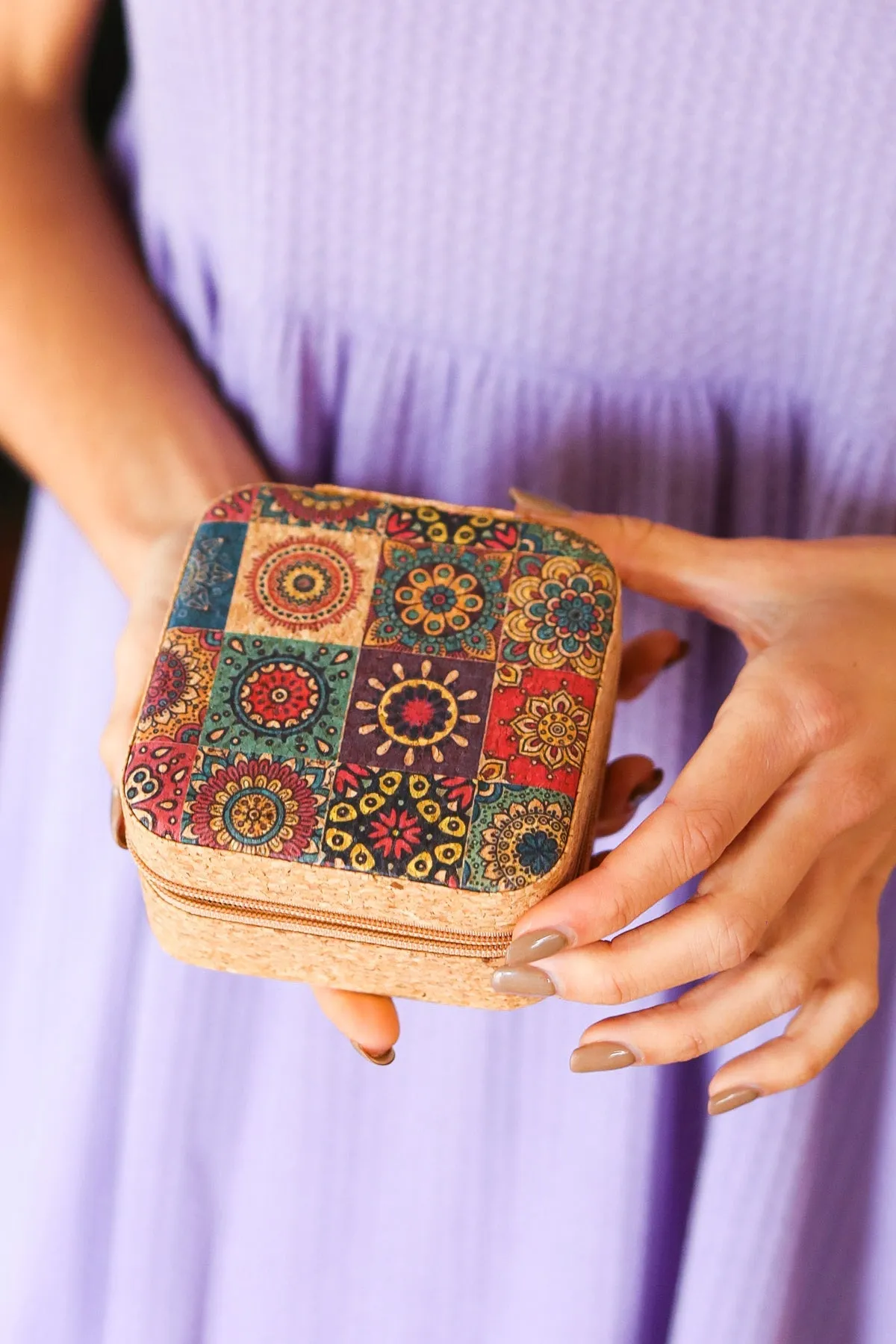 Mandala Patchwork & Cork Travel Jewelry Box sold by Charming Charlie product image thumbnail 3