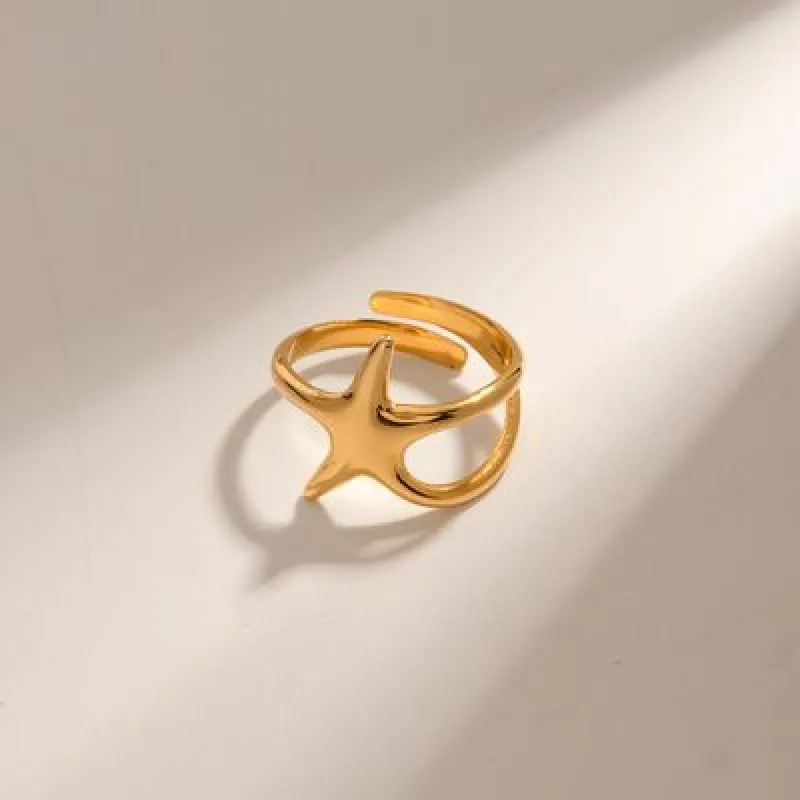 Gold-Plated Stainless Steel Star Ring sold by Charming Charlie