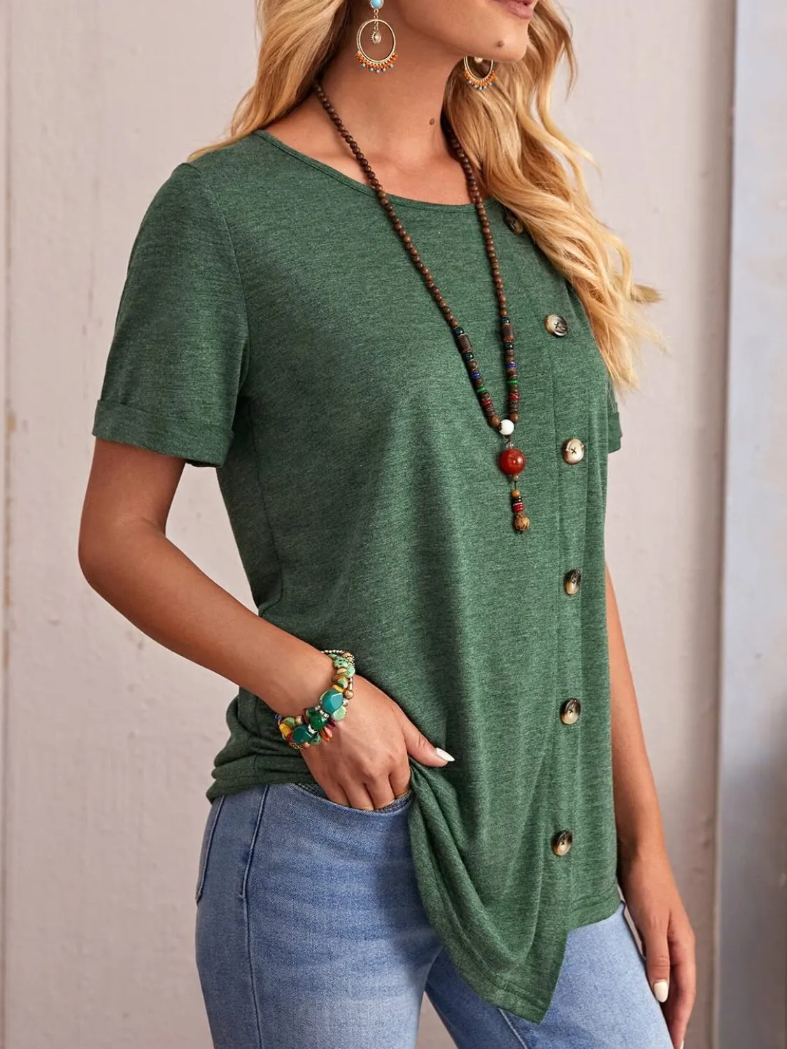 Round Neck Short Sleeve T-Shirt sold by Charming Charlie product image thumbnail 3