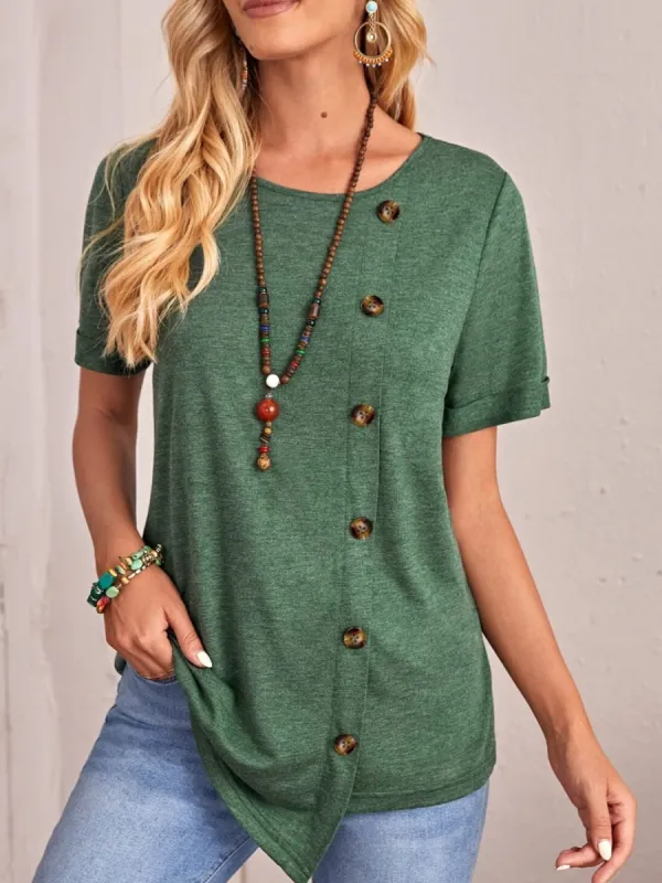 Round Neck Short Sleeve T-Shirt sold by Charming Charlie
