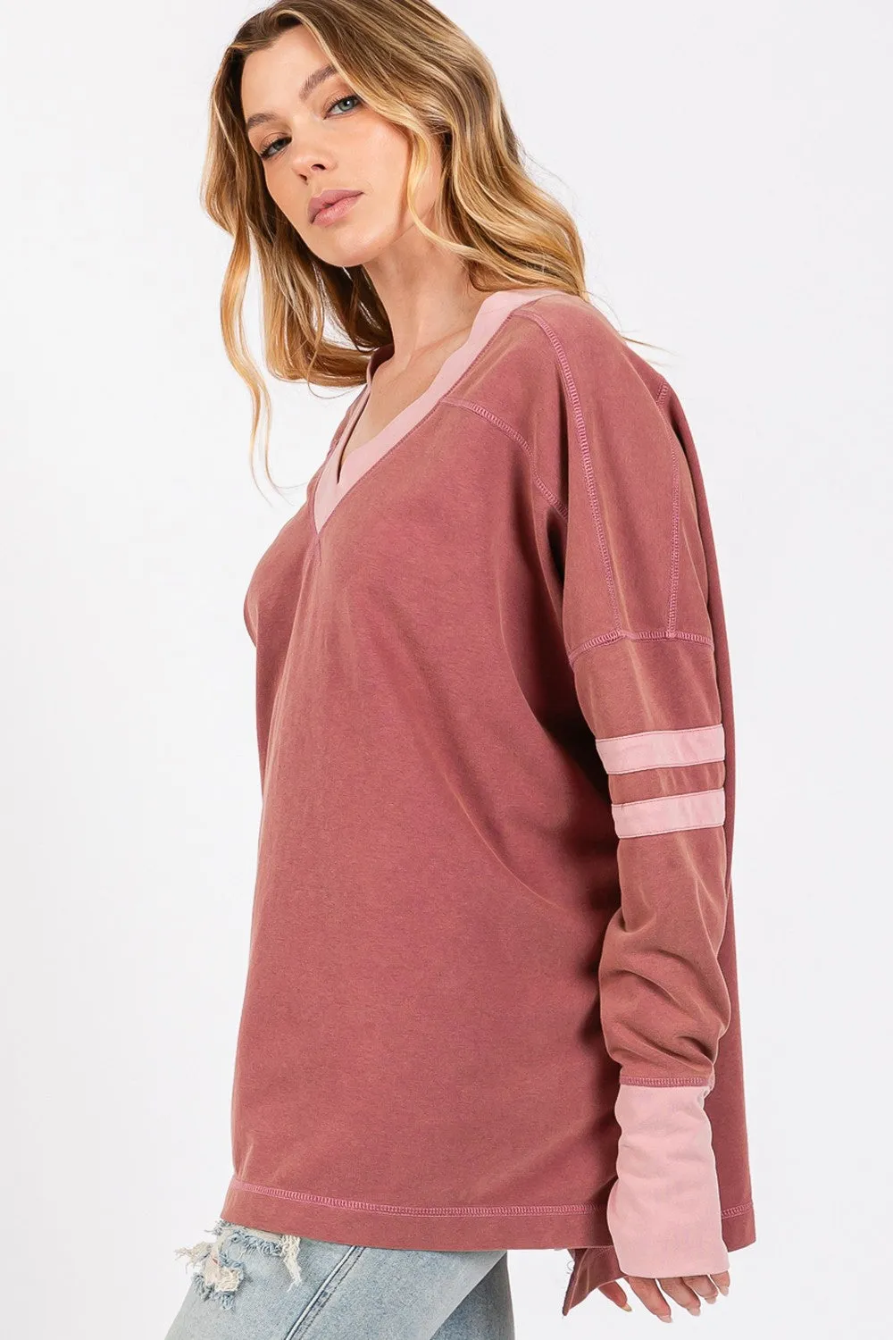 SAGE + FIG Mineral Wash Side Slit Contrast T-Shirt sold by Charming Charlie product image thumbnail 3