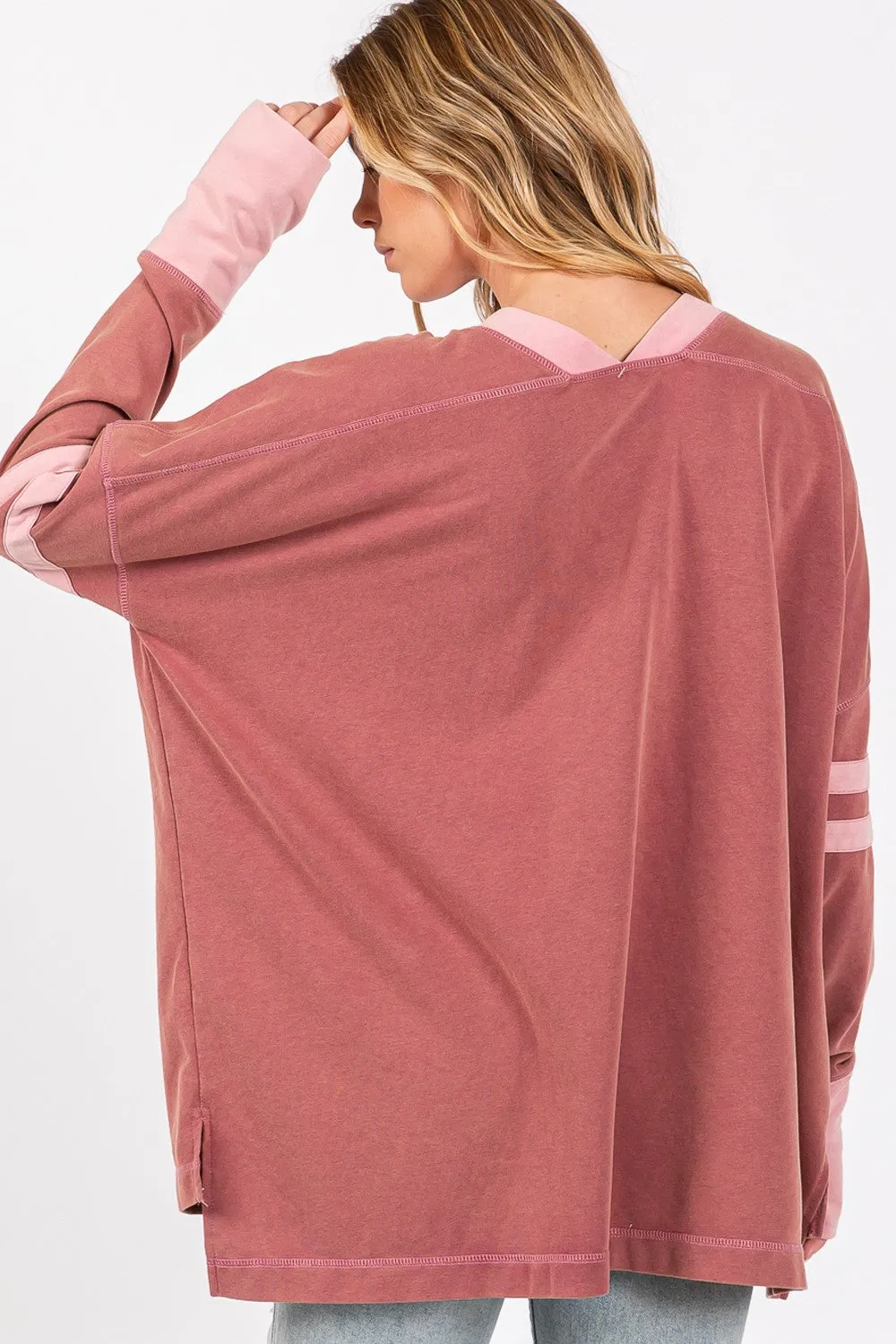 SAGE + FIG Mineral Wash Side Slit Contrast T-Shirt sold by Charming Charlie product image thumbnail 2