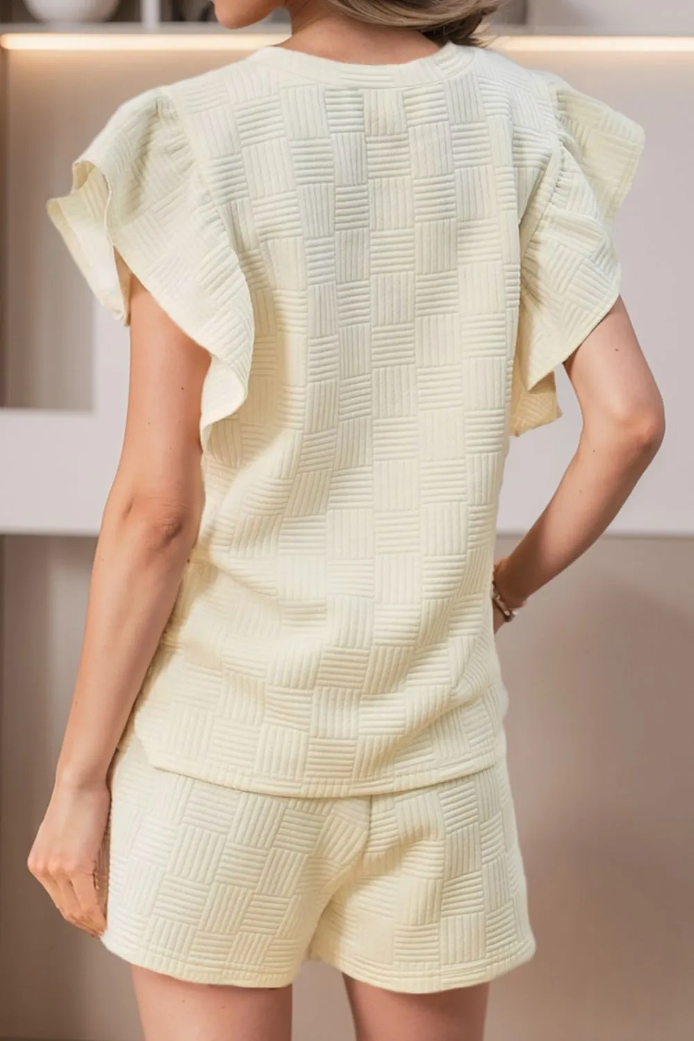 Ruffled Round Neck Top and Drawstring Shorts Set sold by Charming Charlie product image thumbnail 3