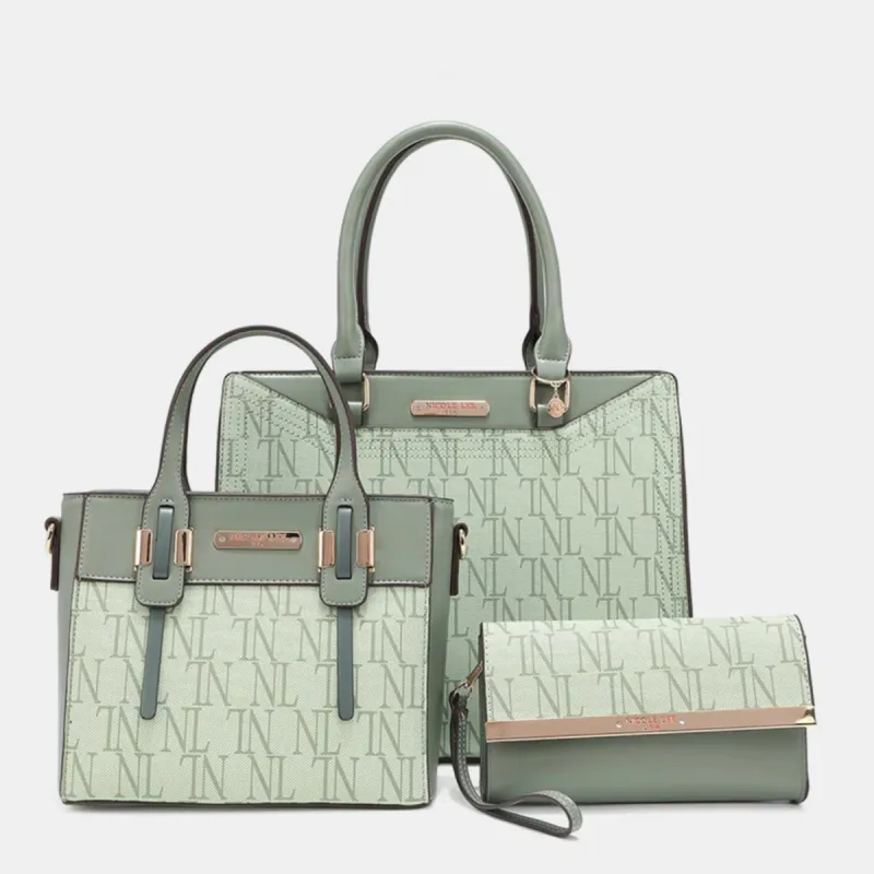 Nicole Lee USA 3-Piece Letter Print Texture Handbag Set sold by Charming Charlie