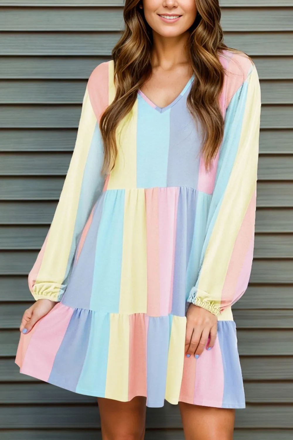 Color Block Long Sleeve Mini Dress sold by Charming Charlie