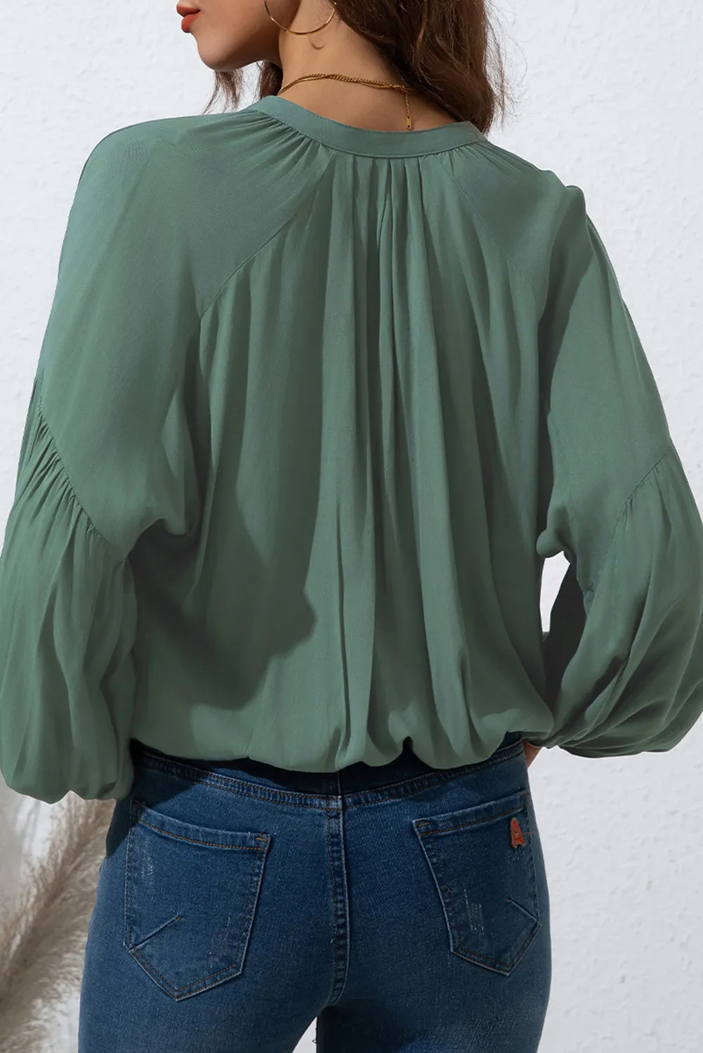 Button Up Balloon Sleeve Shirt sold by Charming Charlie product image thumbnail 4