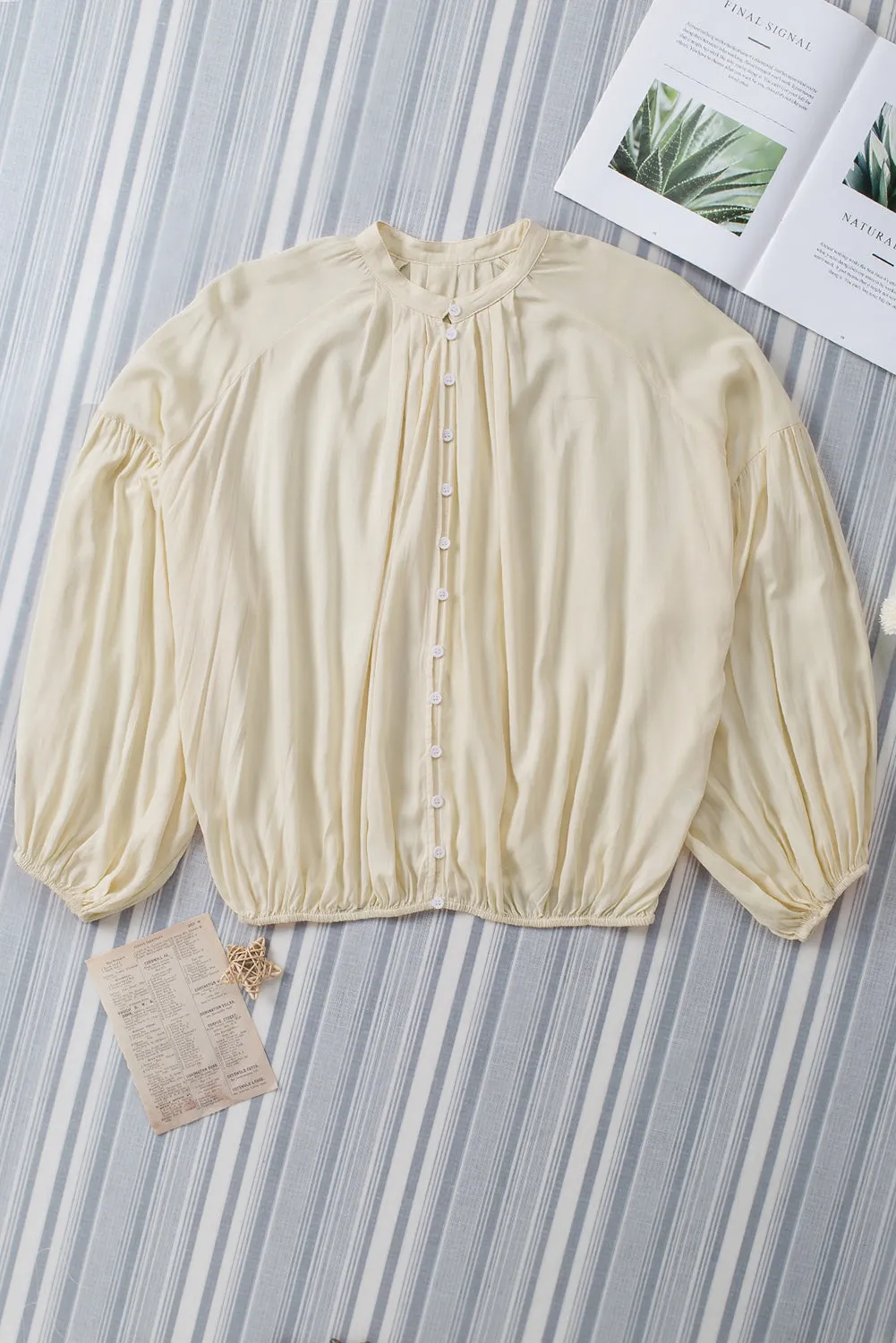 Button Up Balloon Sleeve Shirt sold by Charming Charlie product image thumbnail 5