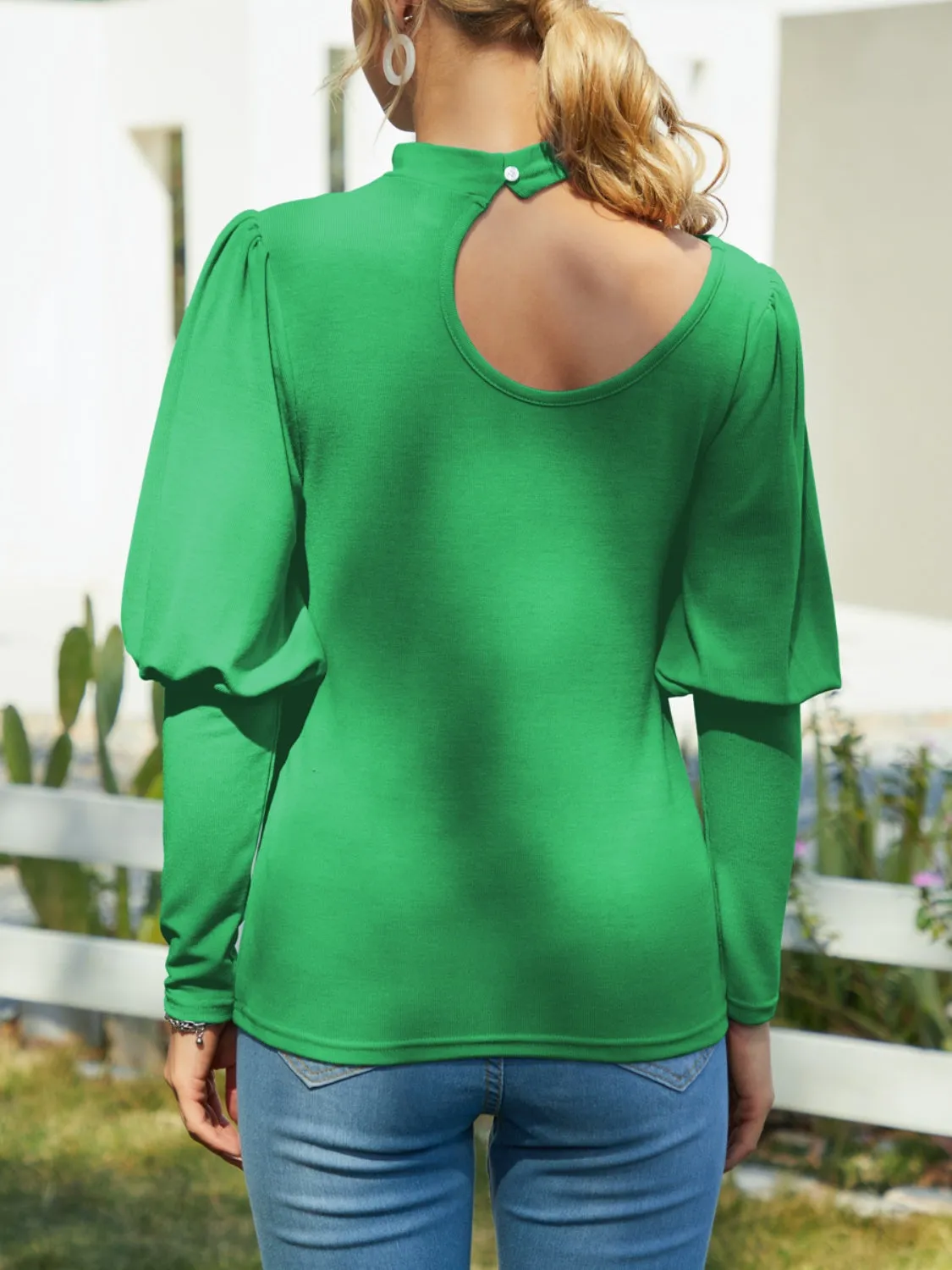Cutout Mock Neck Long Sleeve T-Shirt sold by Charming Charlie product image thumbnail 2