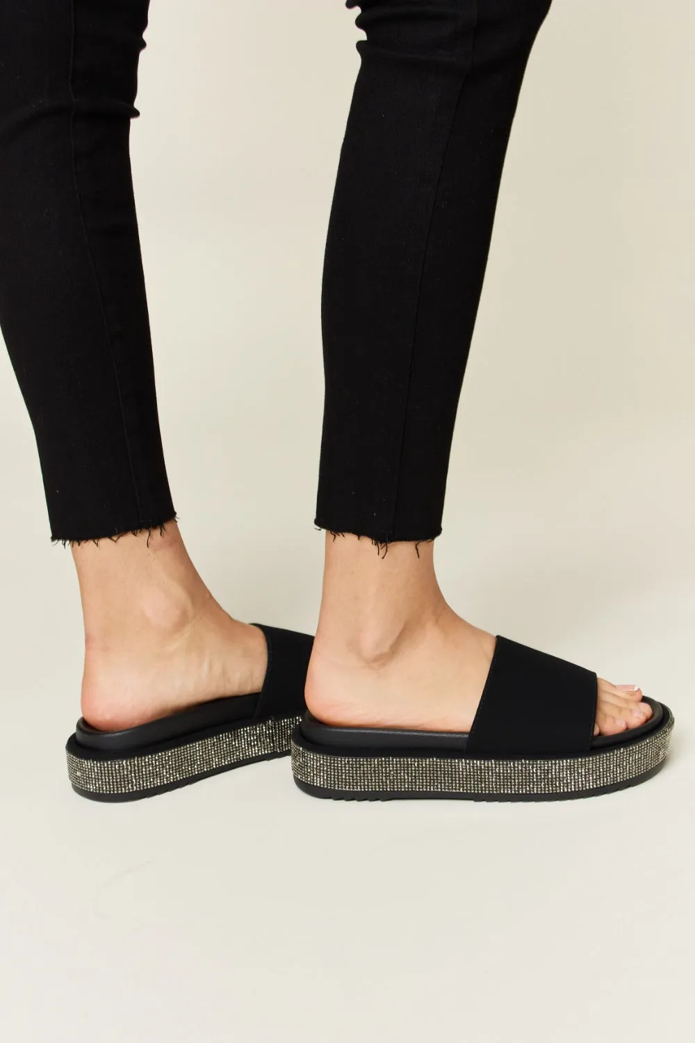 Forever Link Open Toe Rhinestone Platform Sandals sold by Charming Charlie product image thumbnail 4