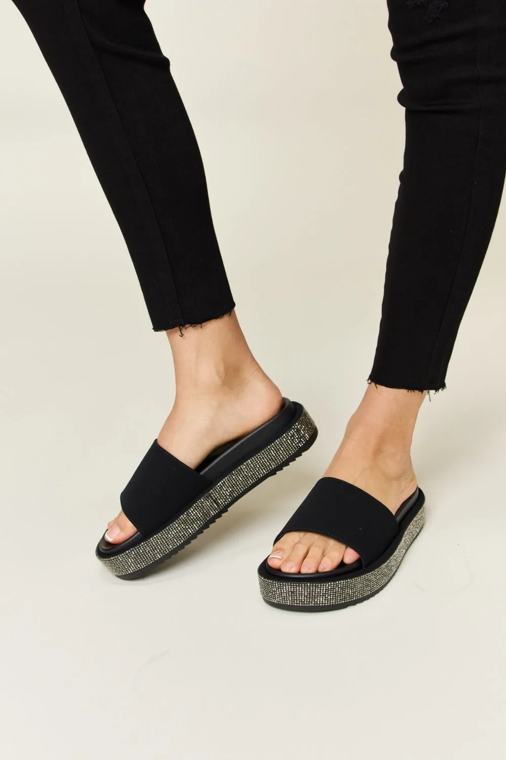 Forever Link Open Toe Rhinestone Platform Sandals sold by Charming Charlie