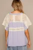 POL V-Neck Short Sleeve Crochet Detail Top sold by Charming Charlie