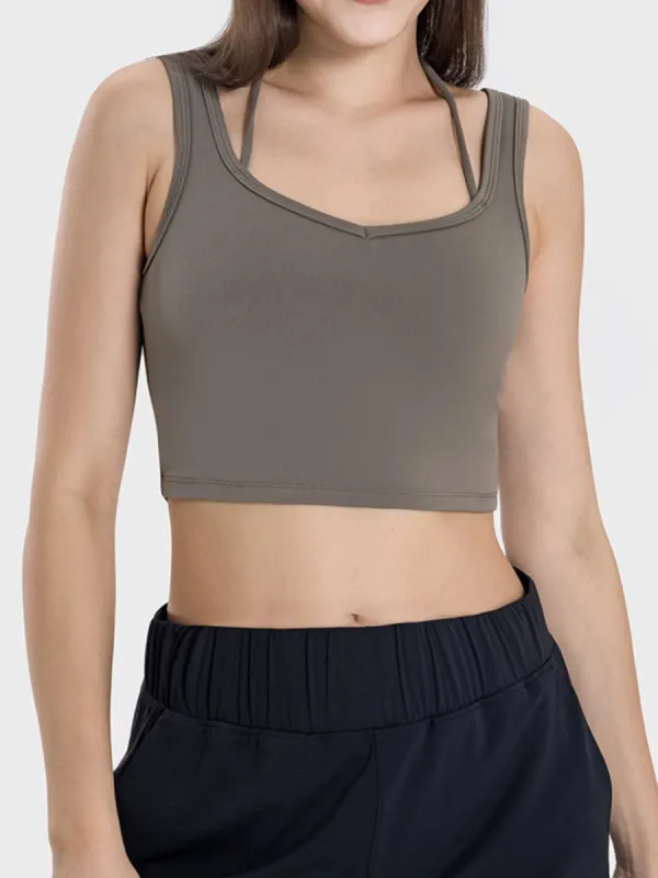 Crisscross Square Neck Active Tank sold by Charming Charlie