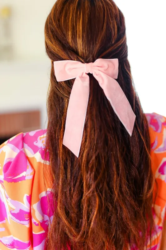 Soft Pink Velvet Barrette Clip Bow sold by Charming Charlie