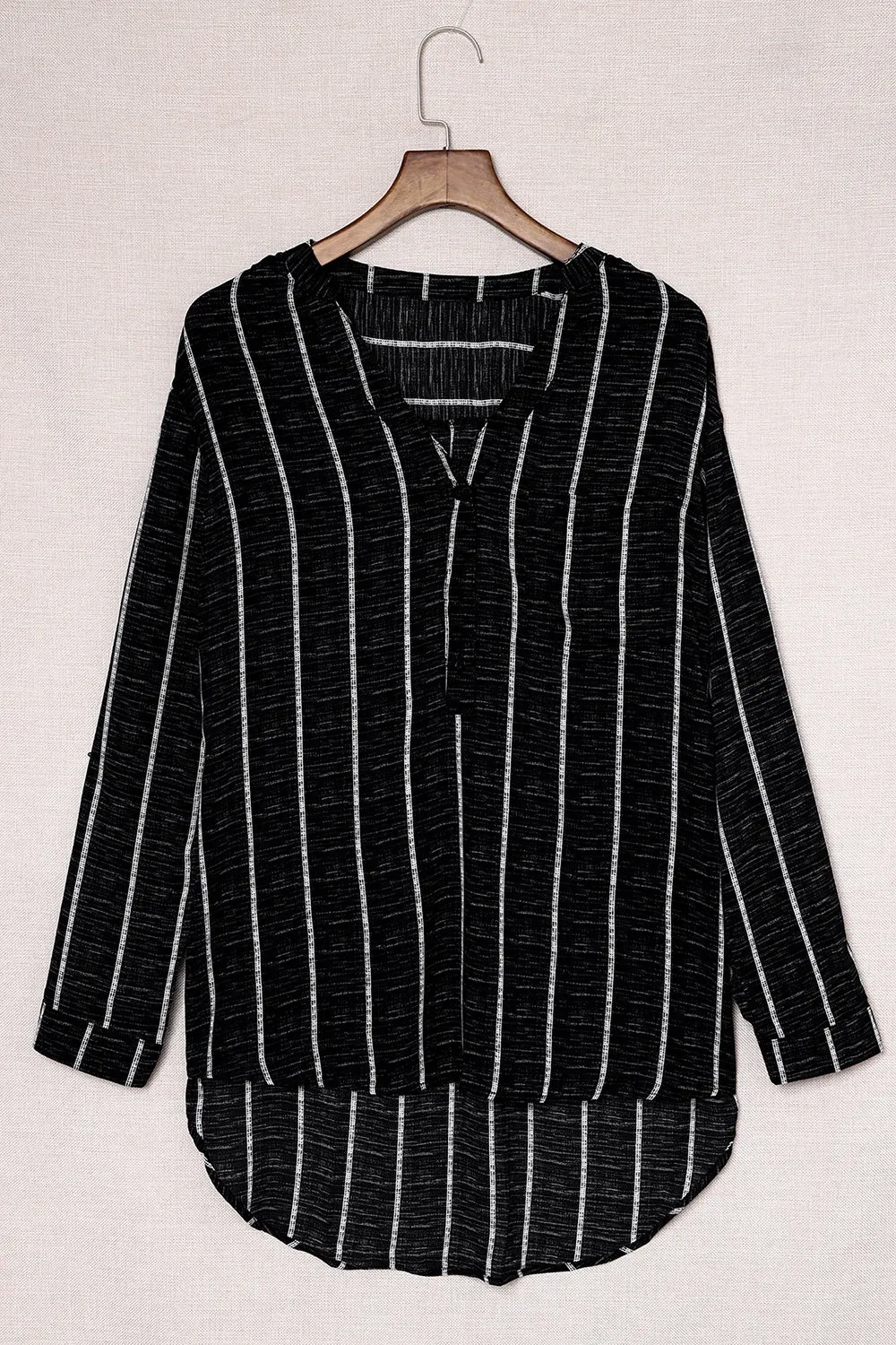 Striped Notched Long Sleeve Shirt sold by Charming Charlie product image thumbnail 4