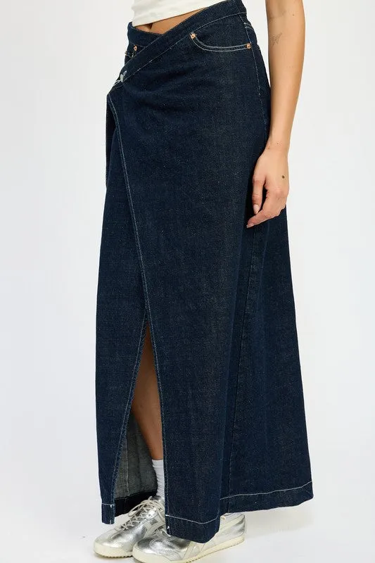 WRAPPED MAXI DENIM SKIRT sold by Charming Charlie product image thumbnail 2