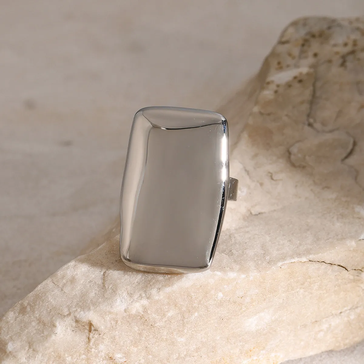 Stainless Steel Rectangle Adjustable Open Ring sold by Charming Charlie product image thumbnail 5